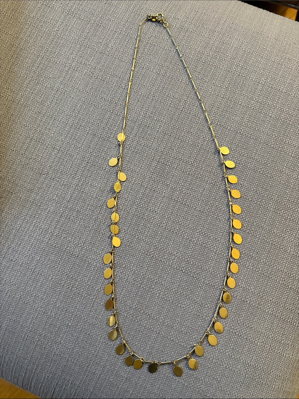 J. Crew Gold Disc Chain Necklace with Teardrop Charms